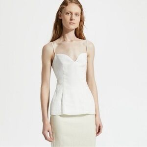 Theory Linen Sweetheart Long Camisole Tank Top in White Size 12